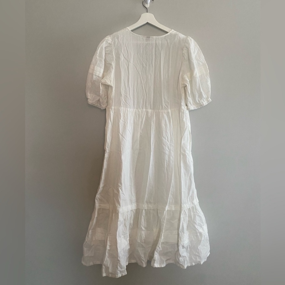 Universal Thread White Midi Dress with Puff Sleeves - Picture 2 of 4
